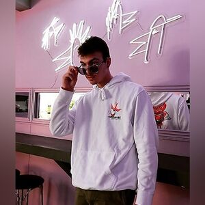 Empyre Swallows & Roses White Hoodie Sweatshirt Graphic Design